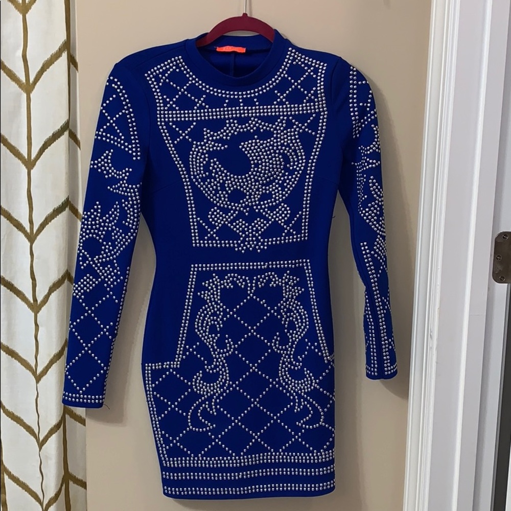 Blue sequin homecoming party dress
